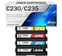 Cartucho de tóner C230/C235 sin chip, compatible con Xerox C230, C235, C235DNI y C230DNI. Reemplazo para 006R04391, 006R04392, 006R04393 y 006R04394. Cartucho recargable(Size:3500Page,Color:4Color)
