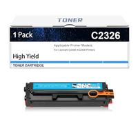 Cartucho De Tóner C2326, Compatible con Lexmark C2326 24B7495 24B7496 24B7497 24B7498, para Impresora C2326 XC2326, Sin Chip, 5500-6000 Páginas,Cyan-1 Pack