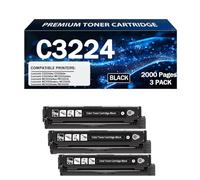 Cartucho de tóner C3224 C3220K0 C3220C0 C3220M0 C3220Y0 sin chip | Compatible con Lexmark impresoras C3224dw, C3326dw, C3426dw, MC3224adwe, MC3224dwe, MC3224i accesorios,3*Black-1Pack