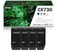 Cartucho de tóner Compatible con Lexmark CX730 71C2HK0/C0/M0/Y0 de Alto Rendimiento Compatible con Las impresoras de Las Series CS730de CS735de CX730de CX735adse CX737adzse, con Chip,4Color-1Pack