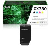 Cartucho de tóner Compatible con Lexmark CX730 71C2HK0/C0/M0/Y0 de Alto Rendimiento Compatible con Las impresoras de Las Series CS730de CS735de CX730de CX735adse CX737adzse, con Chip,Black-1Pack