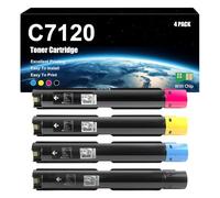 Cartucho De Tóner Compatible con Xerox C7120 006R01824 006R01825 006R01826 006R01827, De Alto Rendimiento, Compatible con Impresoras Versalink C7120 C7125 C7130, con Chip,4 Colors-1 Set