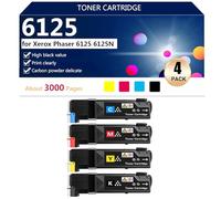 Cartucho de Tóner Compatible de Repuesto 6125 de Alto Rendimiento para Xerox Phaser 6125 6125N Impresoras ,BCMY-1 Pack