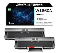 Cartucho de tóner Compatible HP W1660A, Tinta Negra, Compatible con impresoras láser multifunción HP 1188nw, 1188pnw, 1188a, 1136w, 1008a y 1008w. Alto Rendimiento, 5000 páginas,5000Page-2PCS