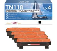 Cartucho de Tóner Compatible Premium TN118 para Brother HL-L1228 HL-L1238W HL-L1808W DCP-L1628 DCP-L1638W DCP-L1848W Impresoras, Texto Nítido y Negro Intenso, Alta Capacidad 1500 Páginas,Black-4 Pack