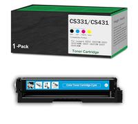 Cartucho de tóner CS331 de Alto Rendimiento para Lexmark CS431. Compatible con impresoras CS331, CS331DW, CX331, CX331ADWE, CS431, CS431DW, CX431, CX431ADW. Admite Tinta Adicional,Cyan-1Pack