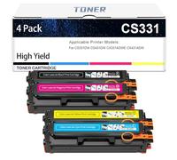 Cartucho De Tóner CS331 Repuesto Compatible para Lexmark CS331 20N10K0 20N10C0 20N10M0 20N10Y0 Tóner para Impresoras CS331DW CS431DW CX331ADWE CX431ADW, Sin Chip, 1500 Páginas,4 Colors-1 Pack