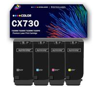 Cartucho de tóner CX730 Compatible con Lexmark 71C20K0 71C20C0 71C20M0 71C20Y0. Juego de tóner Compatible con Las impresoras Lexmark CS730de CS735de CX730de CX735adse CX737adzse,4Color-1Pack