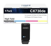 Cartucho De Tóner CX730de 71C20K0 71C20C0 71C20M0 71C20Y0 Compatible con Las Impresoras Lexmark CS730de CS735de CX730de CX735adse CX737adzse, 5000 Páginas,Cyan-1 Set
