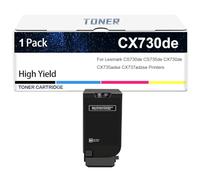 Cartucho De Tóner CX730de 71C20K0 71C20C0 71C20M0 71C20Y0 Compatible con Las Impresoras Lexmark CS730de CS735de CX730de CX735adse CX737adzse, 5000 Páginas,Black-1 Set