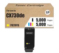 Cartucho De Tóner De Alto Rendimiento CX730de 71C20K0 71C20C0 71C20M0 71C20Y0 Compatible con Impresoras Lexmark CS730de CS735de CX730de CX735adse CX737adzse, 5000 Páginas,Yellow-1 Set