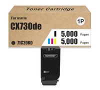 Cartucho De Tóner De Alto Rendimiento CX730de 71C20K0 71C20C0 71C20M0 71C20Y0 Compatible con Impresoras Lexmark CS730de CS735de CX730de CX735adse CX737adzse, 5000 Páginas,Black-1 Set