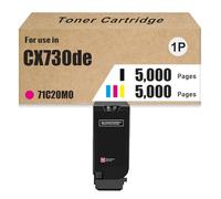 Cartucho De Tóner De Alto Rendimiento CX730de 71C20K0 71C20C0 71C20M0 71C20Y0 Compatible con Impresoras Lexmark CS730de CS735de CX730de CX735adse CX737adzse, 5000 Páginas,Magenta-1 Set