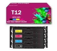 Cartucho de tóner T12 Compatible con impresoras Canon Color ImageCLASS X LBP1333C MF1333C I-SENSYS X C1333i C1333iF C1333P, Alto Rendimiento BK, 7400 páginas (con Chip),4Color-1Pack