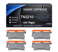 Cartucho de Tóner TN2210 Compatible con Brother TN 2210 TN2210 1200 Páginas para Impresoras HL-2130 2240 2240D 2250DN 2270DW 7360N 7055 7055W 7060D 7070DW MFC-7360N FAX-2840,Black-4pack
