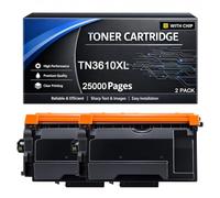 Cartucho de tóner TN3610XL compatible con impresoras Brother TN 3610XL TN3600 25000 páginas para HL-L5210DN HL-L5210DW HL-L5215DN HL-L6210DW HL-L6410DN HL-L6415DN MFC-L5715DN MFC-L6710DW. Negro-2pack
