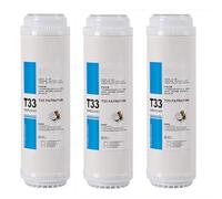 Cartucho filtro agua 3 piezas, carbón activado cáscara coco GAC con alto valor yodo, juego universal T33 para sistema ósmosis inversa bajo fregadero