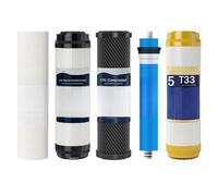 Cartucho Sedimentos Cartucho de filtro algodón PP prefiltro 10 pulgadas, purificador agua RO, accesorios carbón activado Instalación universal(PP+UDF+CTO+100G RO+T33)