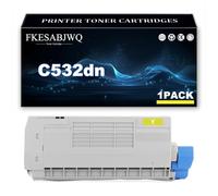 Cartucho Tóner C532dn, Compatible 46490608 46490607 46490606 46490605 | para OKI C532dn C542dn MC573dn MC563dn Impresoras,Yellow-1 Pack