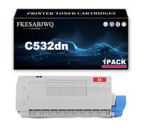 Cartucho Tóner C532dn, Compatible 46490608 46490607 46490606 46490605 | para OKI C532dn C542dn MC573dn MC563dn Impresoras,Magenta-1 Pack
