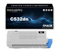 Cartucho Tóner C532dn, Compatible 46490608 46490607 46490606 46490605 | para OKI C532dn C542dn MC573dn MC563dn Impresoras,Black-1 Pack