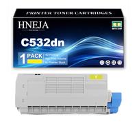 Cartucho Tóner C532dn, Compatibles 46490605 46490606 46490607 46490608 | para OKI MC563dn MC573dn C532dn C542dn Impresoras,Yellow-1 Pack