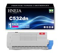 Cartucho Tóner C532dn, Compatibles 46490605 46490606 46490607 46490608 | para OKI MC563dn MC573dn C532dn C542dn Impresoras,Magenta-1 Pack