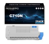 Cartucho Tóner C710N, Compatible 44318608 44318607 44318606 44318605 | para OKI C710N C710DN C710DTN C711N C711DN C711DTN Impresoras,Cyan-1 Pack