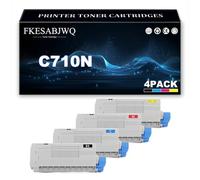 Cartucho Tóner C710N, Compatible 44318608 44318607 44318606 44318605 | para OKI C710N C710DN C710DTN C711N C711DN C711DTN Impresoras,4 Colors-1 Pack