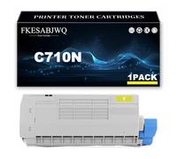 Cartucho Tóner C710N, Compatible 44318608 44318607 44318606 44318605 | para OKI C710N C710DN C710DTN C711N C711DN C711DTN Impresoras,Yellow-1 Pack