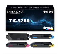 Cartucho Tóner TK-5280, Cartuchos Tóner TK-5280K TK-5280C TK-5280M TK-5280Y para Kyocera ECOSYS P6235cdn M6235cidn M6635cidn Impresoras,4 Colors-1 Pack