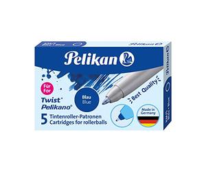 Cartuchos de Esferografía Pelikan Royal Blue KM5, Paquete de 10 Unidades, 2 Cajas de 5 Cartuchos, para las Series Grand Prix, Twist y Griffix, M-Point Indeformable, Made in Germany