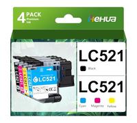 Cartuchos de Impresora LC521 Compatibles para Brother LC521 Juego de Cartuchos 521 Tinta LC 521 LC521VAL para Brother DCP-J1310DW DCP-J1360DW DCP-J1460DW DCP-J1313DW DCP-J1260W 521BK, 521C, 521M, 521Y
