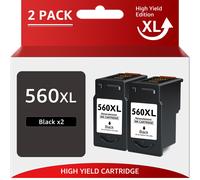 Cartuchos de Impresora PG-560XL CL-561XL Multipack PG560 CL561 para Canon 560 561 560XL 561XL, Compatibles con TS5350 TS5351 TS5352 TS5353 TS7450 TS7451 (2 Negros)