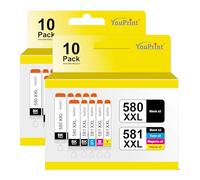 Cartuchos de Impresora Youprint COMPATIBLES REEMPLAZAR Canon PGI de 580 XXL CLI de 581 XXL con Chip - Compatible para Canon Pixma TS705 TS6350 TS8350