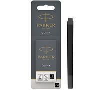 Cartuchos de recarga de tinta para plumas estilográficas Parker | Largo | Tinta QUINK negra | 10 unidades (blíster)
