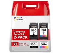 Cartuchos de tinta 560XL 561XL compatibles con Canon 560 561 XL PG-560XL CL-561XL para Canon Pixma TS5350 TS7451 TS7450 TS5351 TS5350a TS5351 TS5352 (negro y multicolor, 2 unidades)
