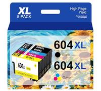 Cartuchos de Tinta 604XL. Compatibles con Epson 604 XL para Expression Home XP-2200 XP-2205 XP-3200 XP-3205 XP-4200 XP-4205 Workforce WF-2910 WF-2930 WF-2935 WF-2950 (5 Packs)