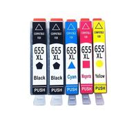 Cartuchos de Tinta 655XL Paquete 4, Compatible con HP, 3525 4615 | 4625, 5525, 6520, 6525, 6625, CZ109AE CZ110AE CZ111AE CZ112AE(1 SET 5PCS)