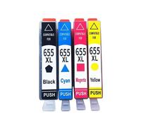 Cartuchos de Tinta 655XL Paquete 4, Compatible con HP, 3525 4615 | 4625, 5525, 6520, 6525, 6625, CZ109AE CZ110AE CZ111AE CZ112AE(1 SET 4PCS)