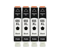 Cartuchos de Tinta 655XL Paquete 4, Compatible con HP, 3525 4615 | 4625, 5525, 6520, 6525, 6625, CZ109AE CZ110AE CZ111AE CZ112AE(Black 4PCS)