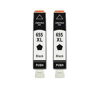Cartuchos de Tinta 655XL Paquete 4, Compatible con HP, 3525 4615 | 4625, 5525, 6520, 6525, 6625, CZ109AE CZ110AE CZ111AE CZ112AE(Black 2PCS)