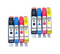 Cartuchos de Tinta 655XL Paquete 4, Compatible con HP, 3525 4615 | 4625, 5525, 6520, 6525, 6625, CZ109AE CZ110AE CZ111AE CZ112AE(2 SET 8PCS)