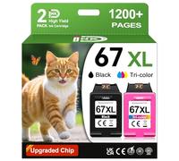 Cartuchos de tinta 67XL compatibles con HP 67, color negro, paquete combinado utilizado para HP Envy 6055e 6400 6000 6065e 6458e 6455e DeskJet 2855e 4100 4152e 4255e 2755e 2700 2725 2755e. 752 4