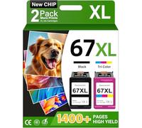 Cartuchos de tinta 67XL compatibles con HP67 HP Ink 67 Negro/Color Combo Pack compatible con DeskJet 2855e 2827e 2800e 4255e 2755e 2700e 2852e 2700 4155e 2734e 4227e Envy 6000 6055e 644 00 64 Tinta de