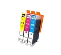 Cartuchos de Tinta 912XL 4 uds, Compatible con HP, 8010 8017 | 8018 8020 8022 8023 8024 8025 8026 8028 8012 8013 8014 8015 8035e, negro cian magenta amarillo(3pcs Color)