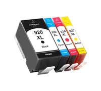 Cartuchos de Tinta 920XL Paquete 4, Compatible con HP, 6000 6500 | 6500A, 7000, 7500, 7500A, negro 50ml, cian magenta amarillo 16ml, con chip, 4 colores(920XL-1set)