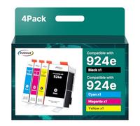 Cartuchos de Tinta 924e 924 Multipack con Chip Compatible para HP 924 Cartuchos para HP OfficeJet Pro 8122e 8120e 8132e 8130e 8124e 8125e 8134e 8135e (924e Negro, Cian, Amarillo, Magenta, 4 Unidades)