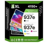 Cartuchos de tinta 937e 937XL con chip compatibles con HP 937e 937 para impresoras HP OfficeJet Pro 9110b 9120e 9130b 9122e 9125e 9128e 9129e 9130e 9132e 9730e (paquete de 4, negro, cian, magenta