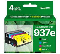 Cartuchos de tinta 937e 937XL con chip compatibles con HP 937e 937 para impresoras HP OfficeJet Pro 9120 9122 9123 9132 9133 9120b 9130b 9120e 9122e (paquete de 4, negro, cian, magenta, amarillo)